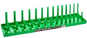 Hansen Global 1/2 Inch Standard 2 Row Regular/Deep Socket Holder Tray - Green, 1203