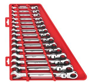 Milwaukee Tool 15pc SAE Flex Head Ratcheting Combination Wrench Set