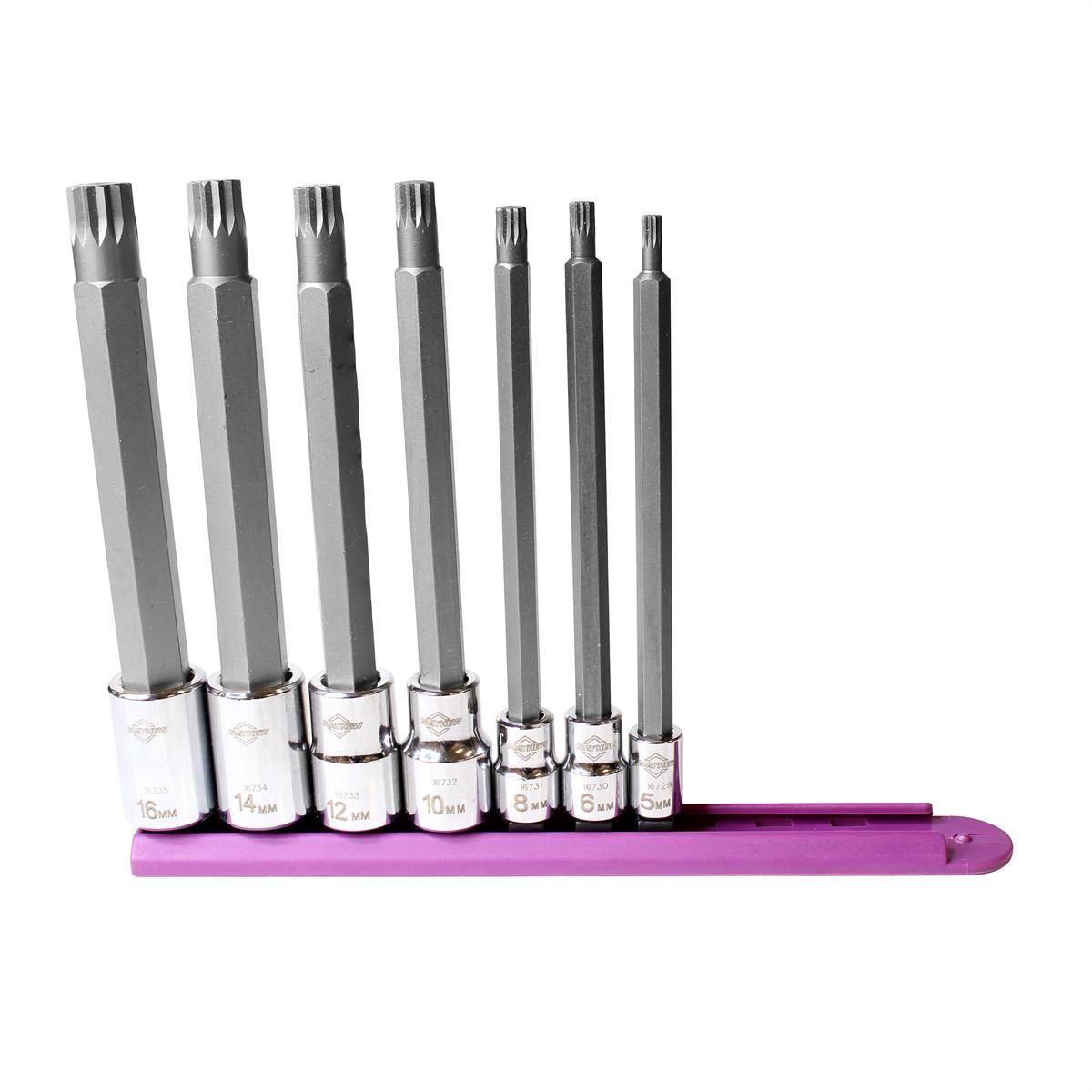 Mayhew 7 Piece Long Triple Square Insert Socket Bit Set, 16047