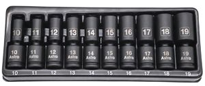 Astro Pneumatic 10pc 3/8" Drive Mid-Length Pinless Universal Impact Sockets - Metric