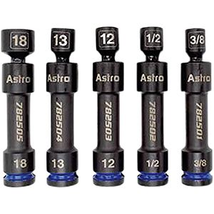 Astro Pneumatic 1/2 Inch Drive 12-Point Pinless Heavy-Duty Driveline Impact Socket Set, 78250