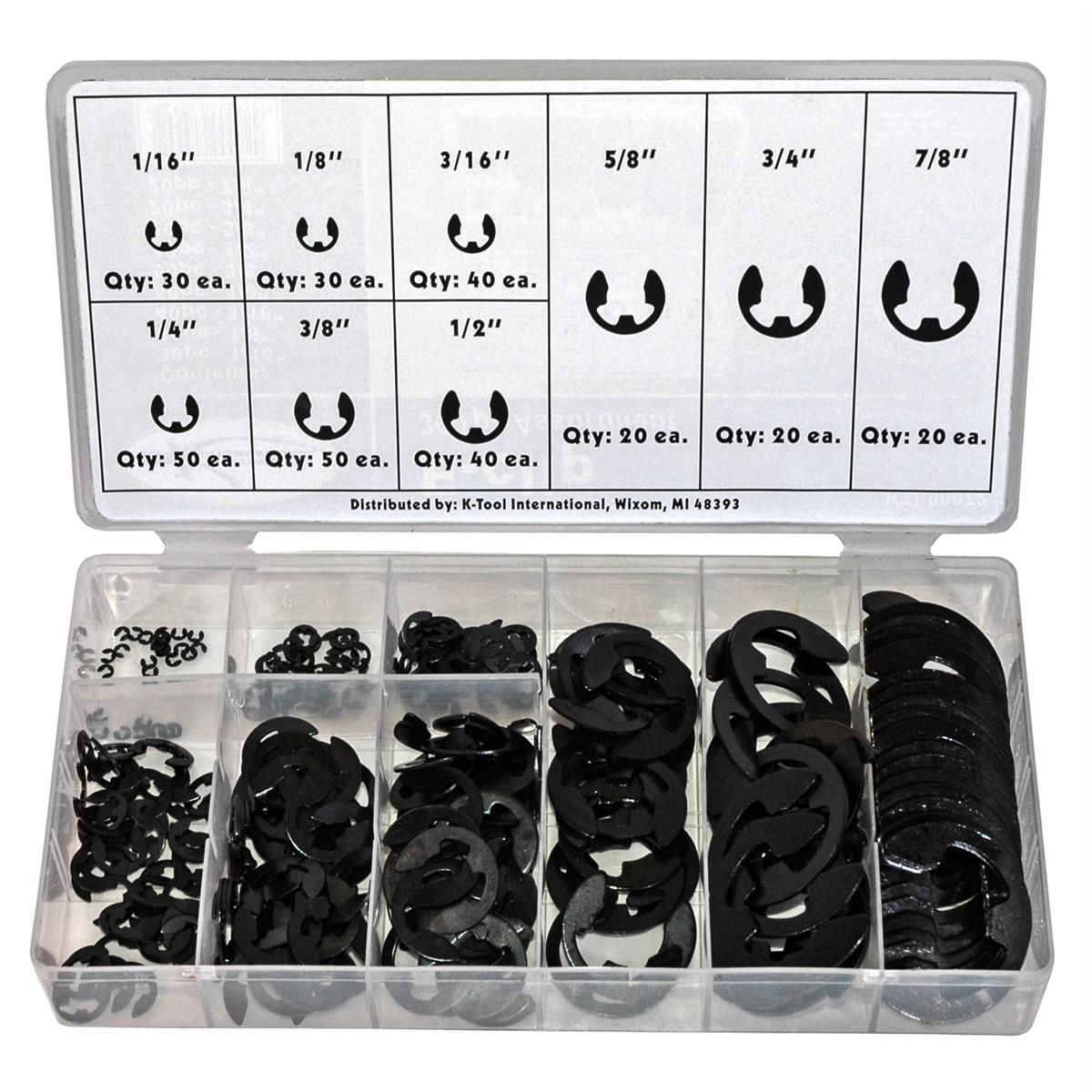 K Tool International 300-pc E-Clip Assortment Kit, 00072