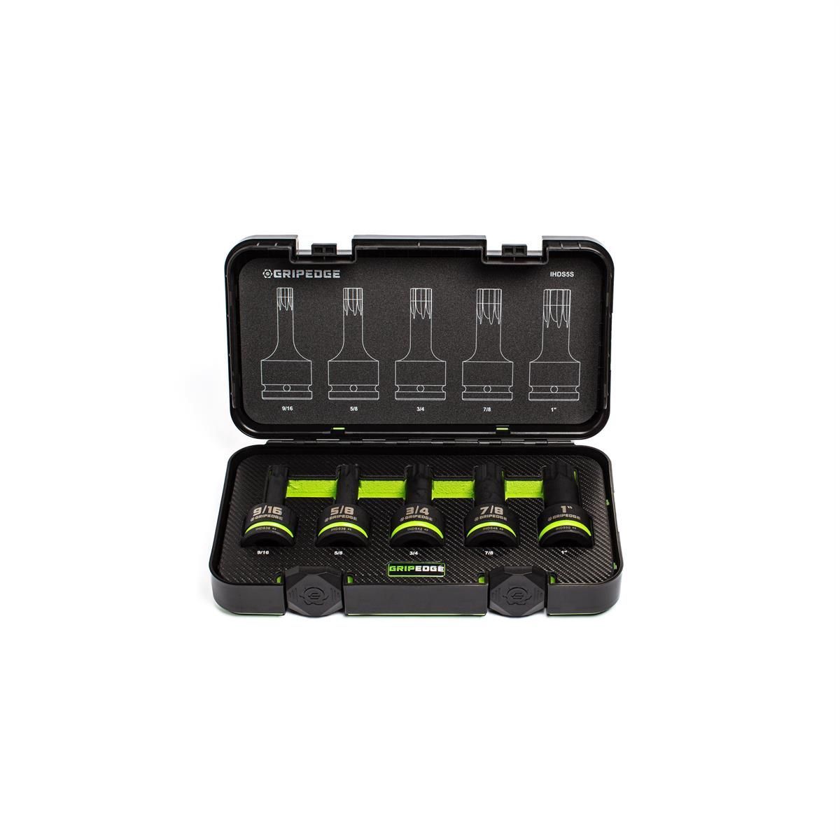 Grip Edge Tools 5-PC 3/4" Dr SAE Impact RPT Hex Driver Set