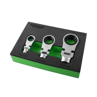 VIM Tools 3 Piece Dual Drive Flex Ratcheting Attachment Set, DDFRA100