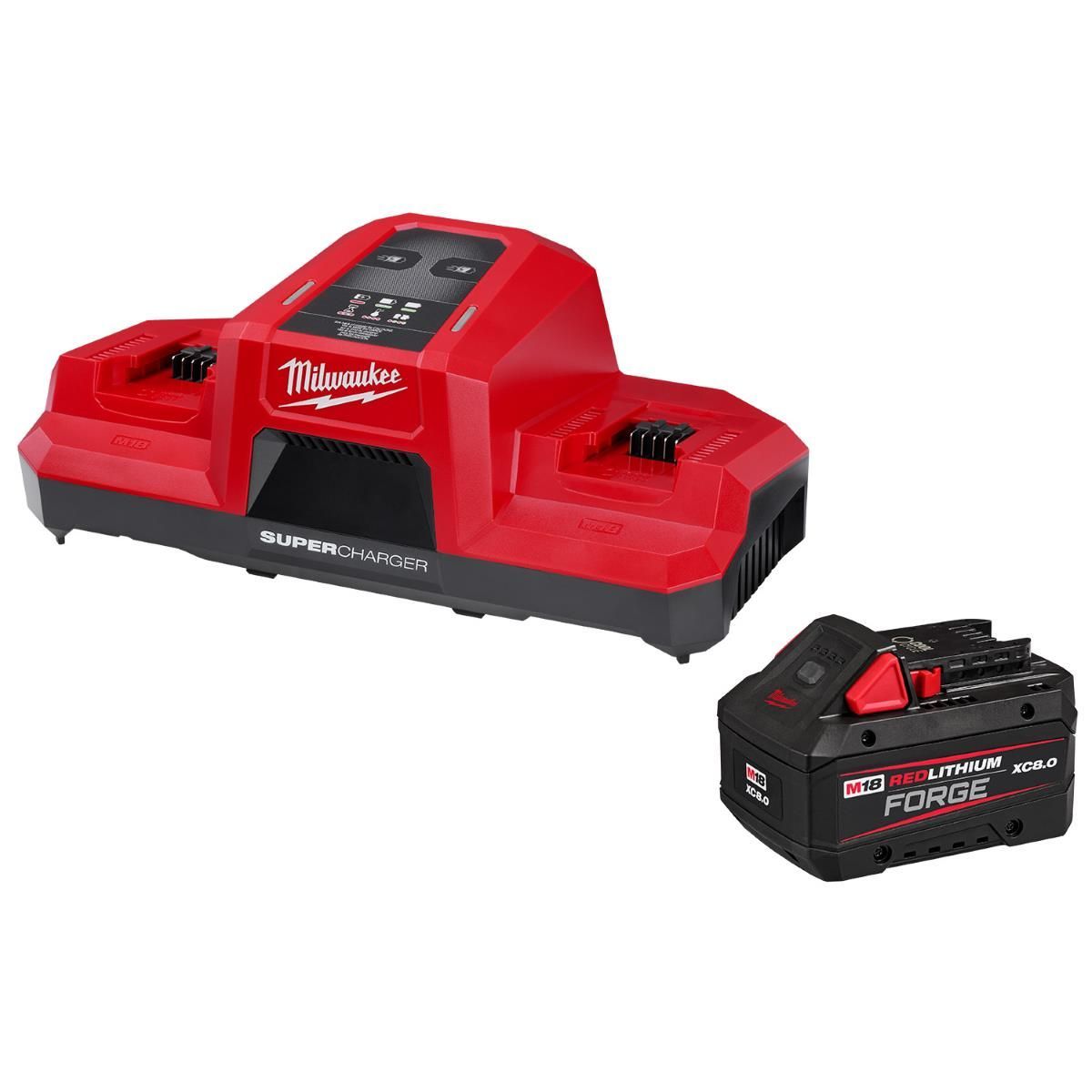 Milwaukee M18 Dual Battery Super Charger with M18 Forge 8ah Battery, 48-59-1881SC