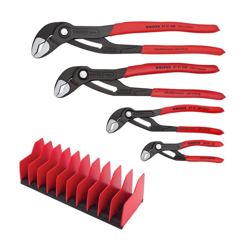 KNIPEX 4 Piece Cobra Pliers Set - with FREE 10 Piece Tool Holder, 9K0080138US