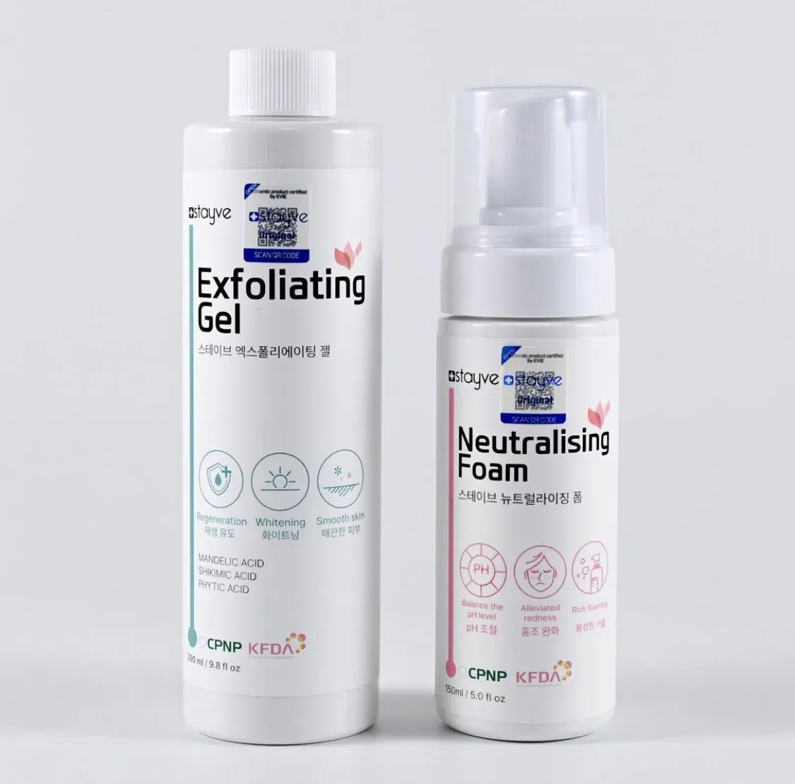 Stayve Exfoliating Gel i Neutralising Foam set – eksfolijacija i obnova kože za BB Glow tretmane
