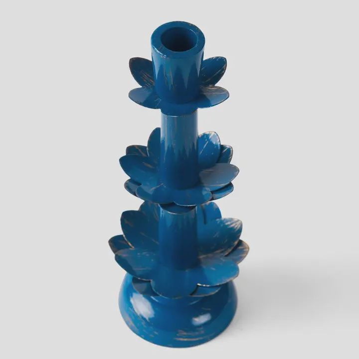 Lotus Bloom Candleholder (Blue /10")
