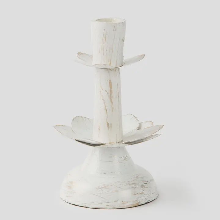 Lotus Bloom Candleholder (White/7")