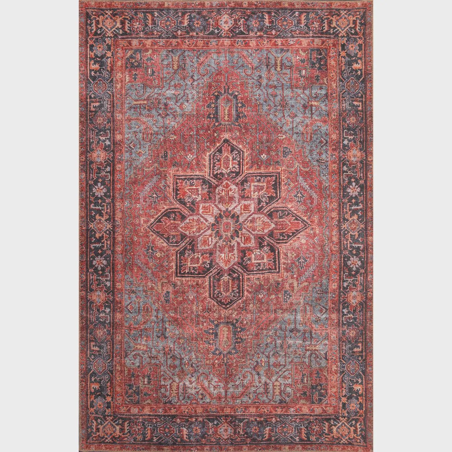 Red Anna Washable Rug (2'x3')