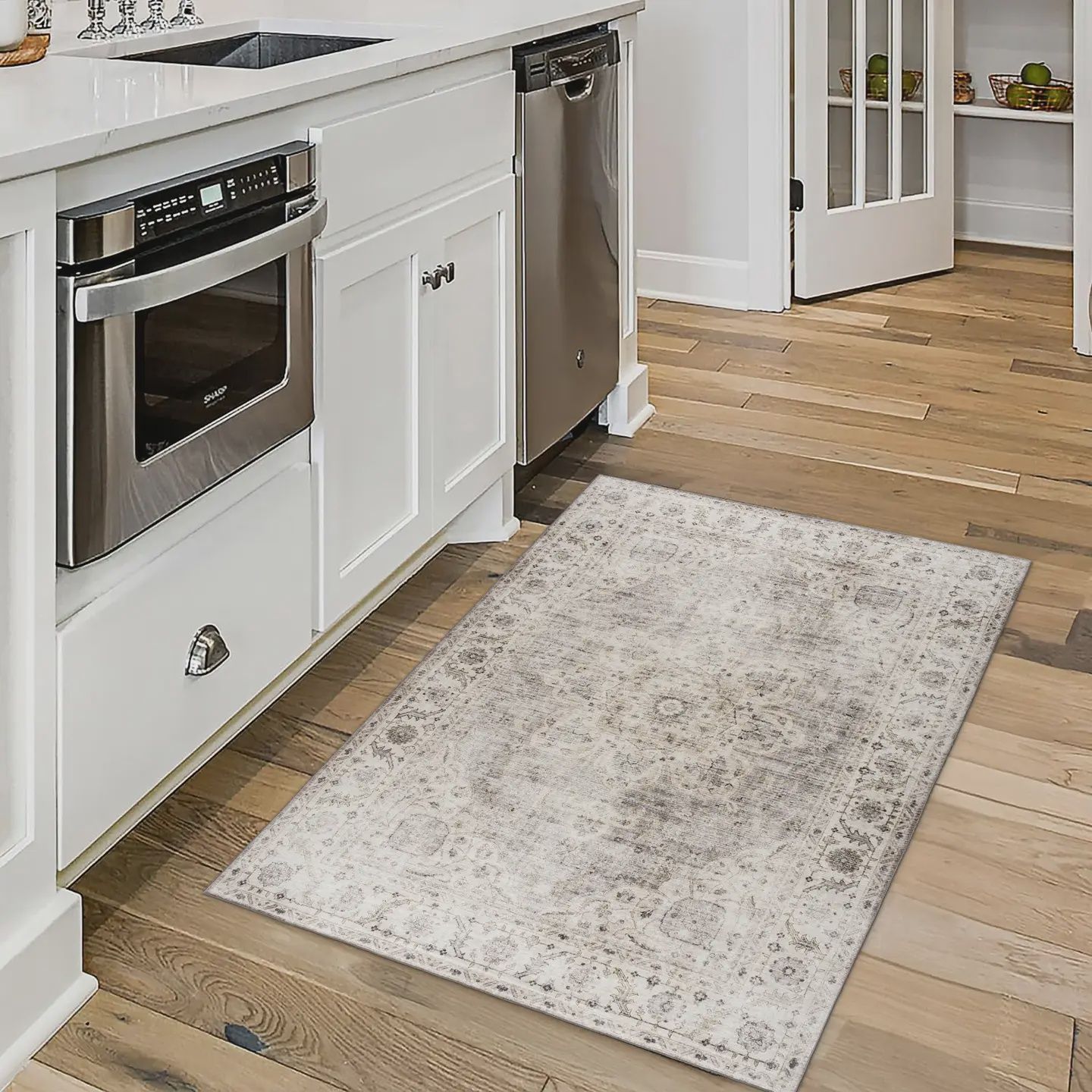 Joy Washable Rug (2x3 Beige/Ivory)