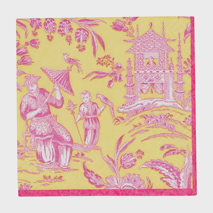 Caspari Silk Road Toile Cocktail Napkin