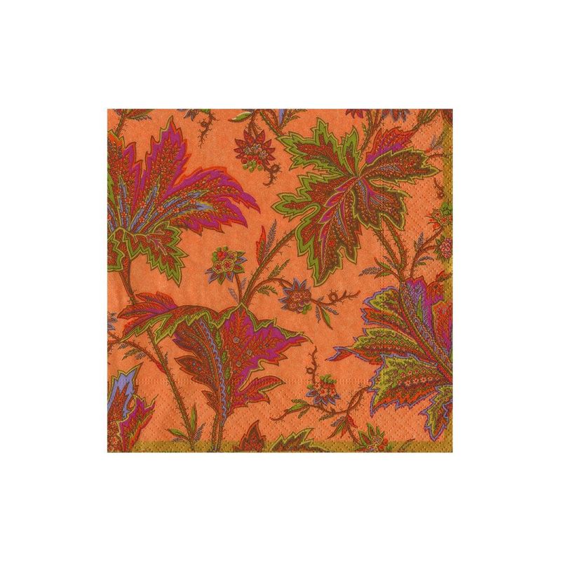 Paisley Leaves Coral Cocktail Napkins