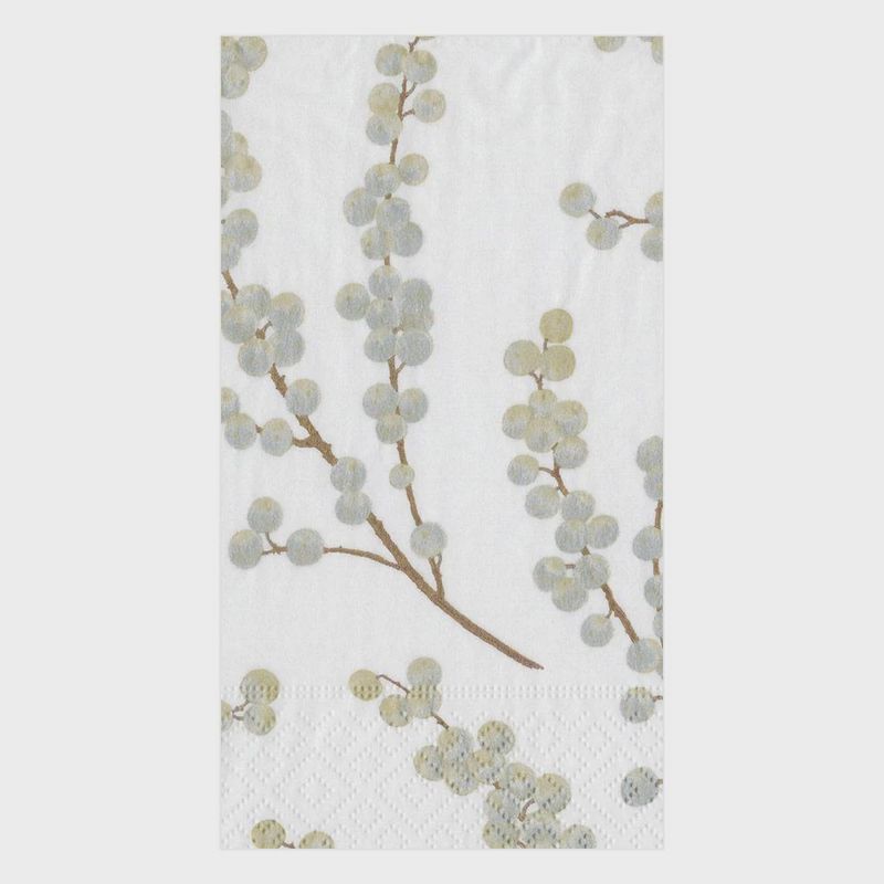 Berry Branches Paper Guest Towel Napkins in White &amp; Silver