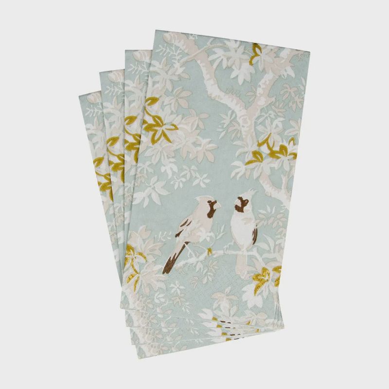 Scenic Songbirds Celadon Guest Towel Napkins