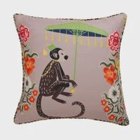 Monkey w/Umbrella Pillow (Pink)