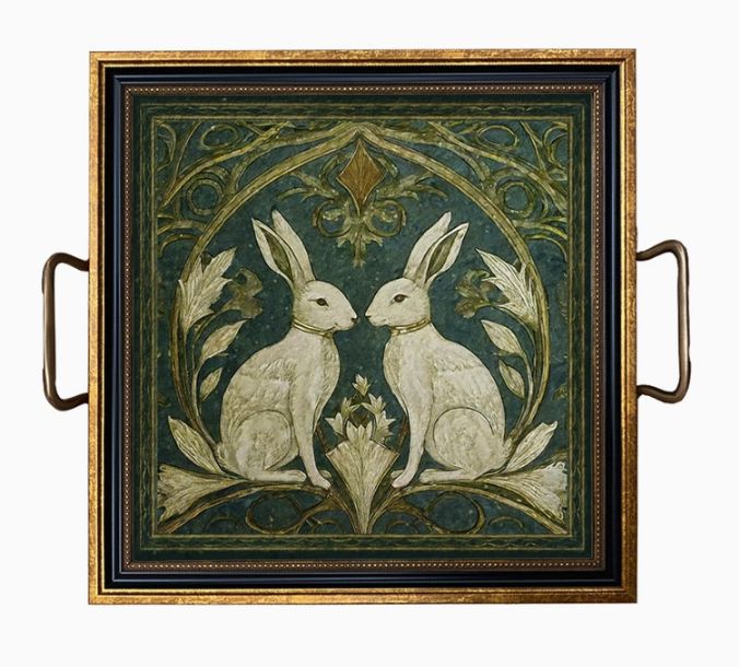 Two Rabbits Art Nouveau Tray