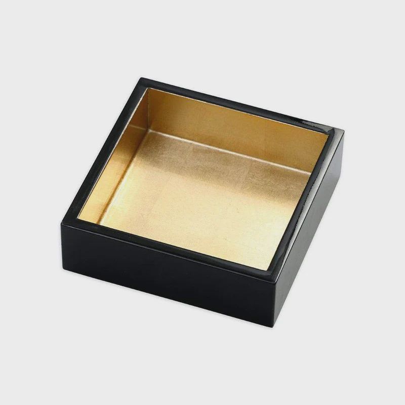 Black &amp; Gold Lacquer Cocktail Napkin Holder