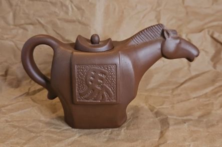 Vintage Chinese Yixing Horse Shaped Clay Teapot