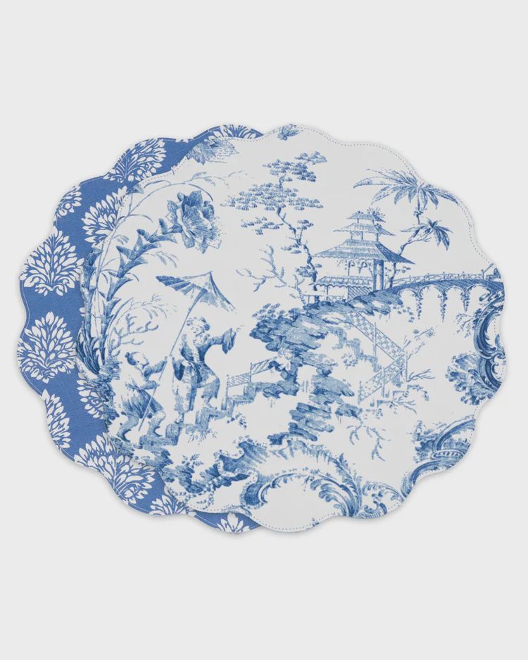 3119 VIDA Chinoiserie Reversible Round Placemats | Set/4