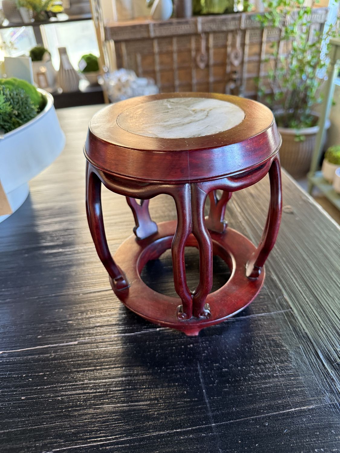 19th C. Rosewood &amp; Marble Barrel Stand