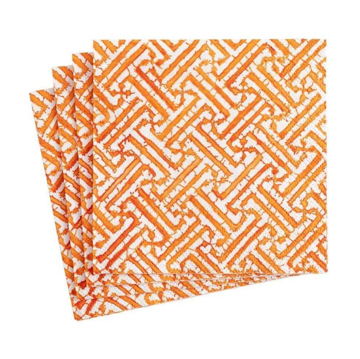 Fretwork Orange Cocktail Napkins
