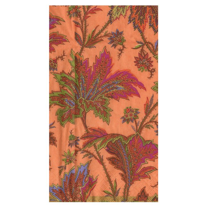 Paisley Leaves Coral Guest Towels