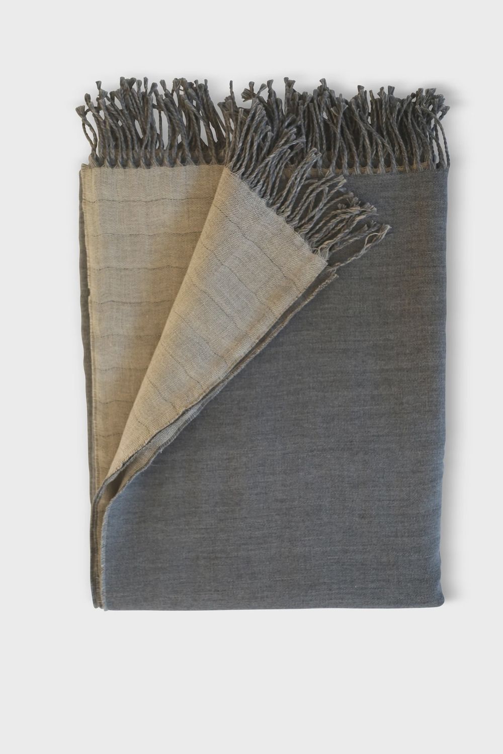 Reversible Throw 50% Linen 50% Lambswool Granite