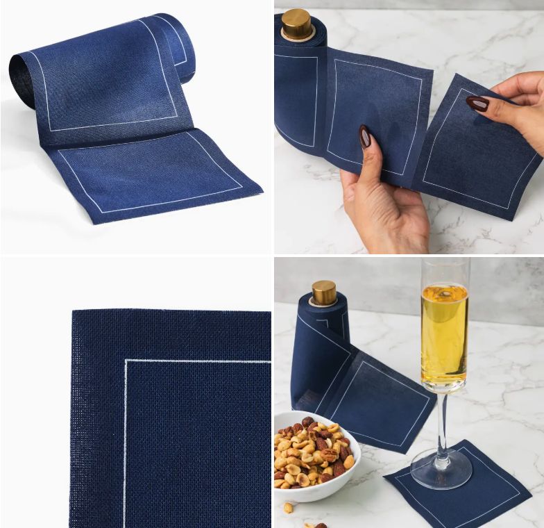 Cotton Cocktail Napkin Roll: Midnight City (Navy)