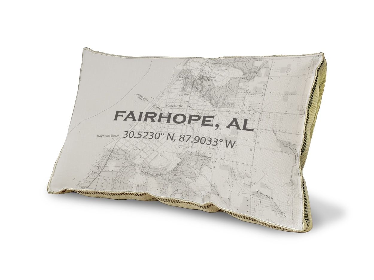 Fairhope Map Pillow - 23" x 15"