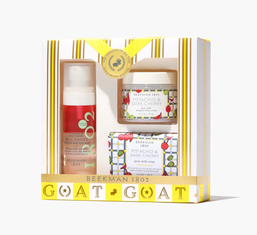 Pistachio and Dark Cherry 3 pc Body Care Gift Set