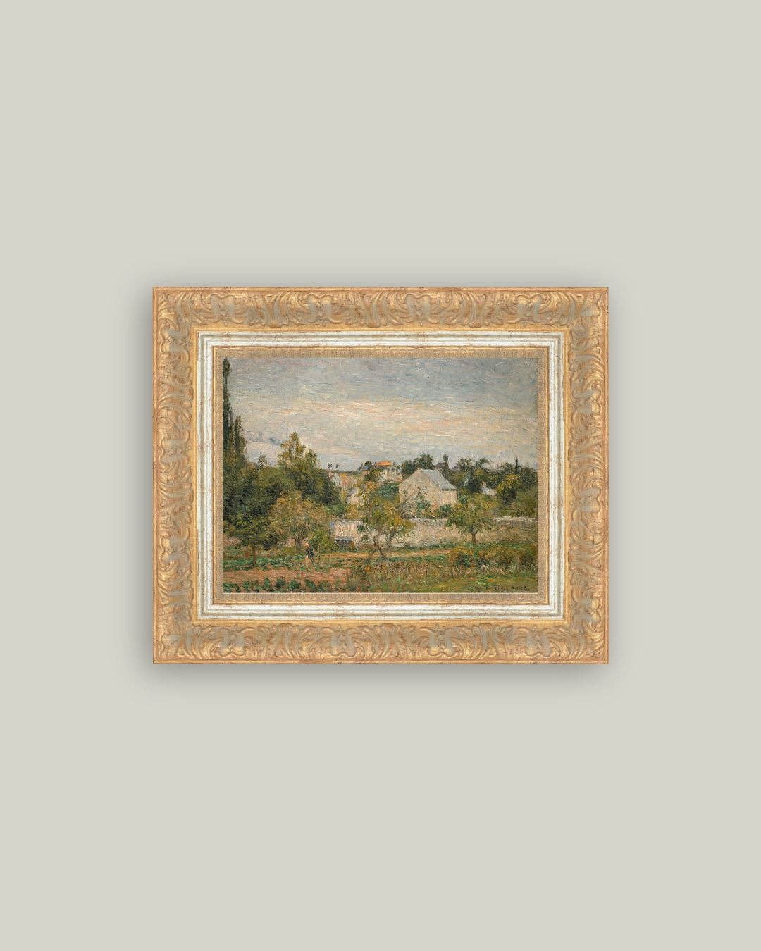 Hermitage Pontoise Framed Antique Art, Frame Size: 12x10