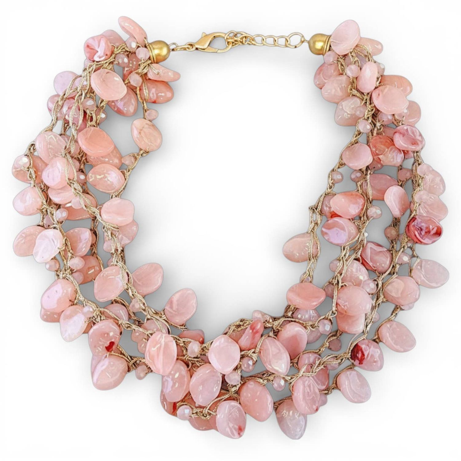 Pink Beaded Collar Necklace | Coastal Statement Jewelry