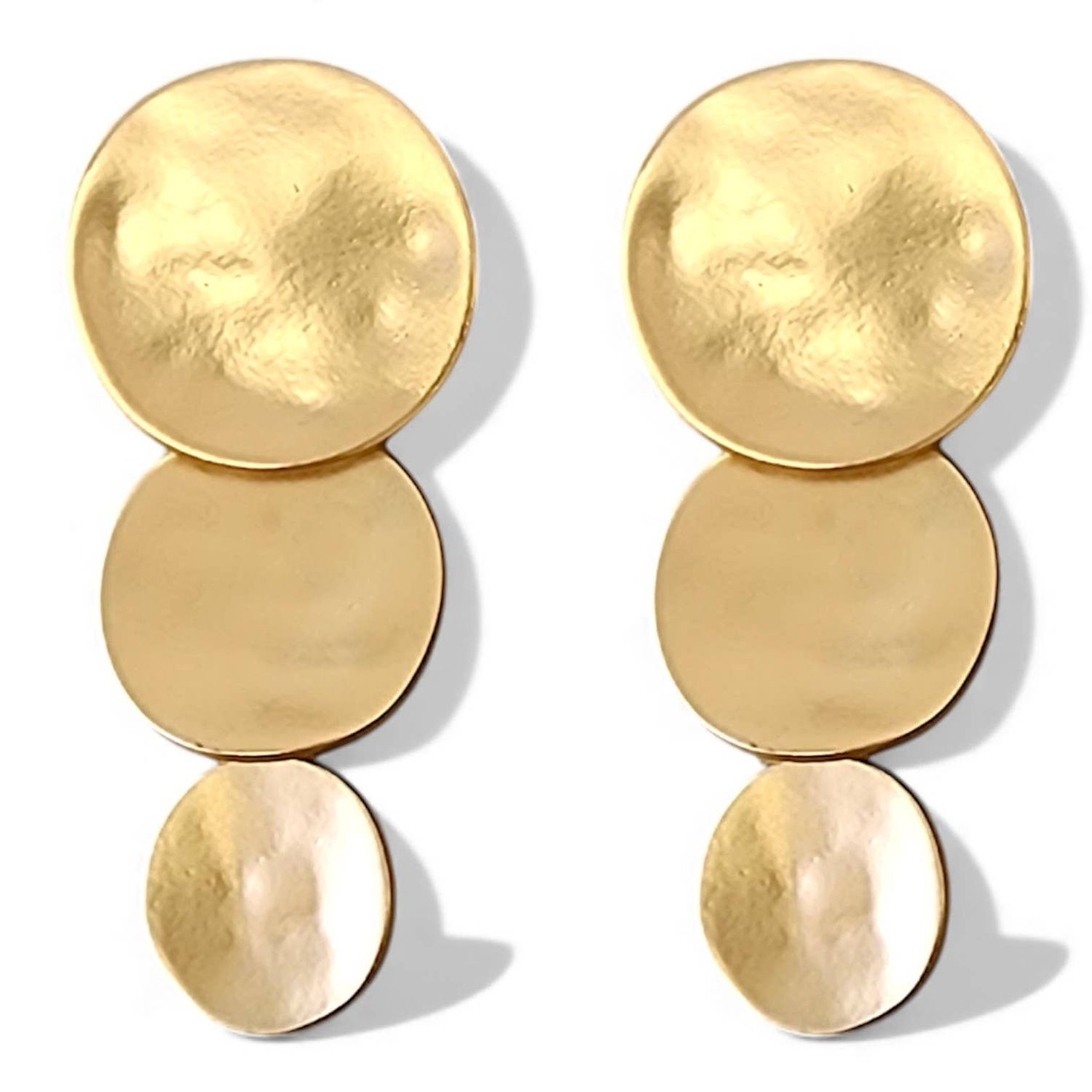 Gold Graduated Disc Statement Earrings | Handmade Jewelry