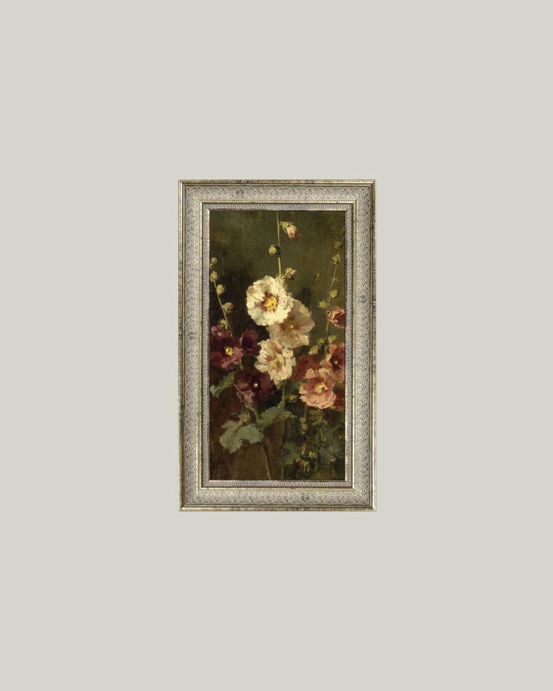 Late Summer Hollyhocks, Size: 7x12