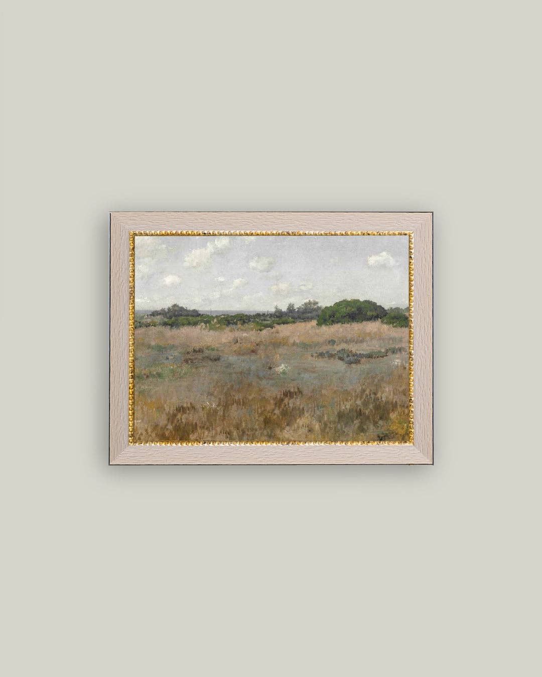 Meadow by the Shoreline Framed Antique Art, Size: 9x7