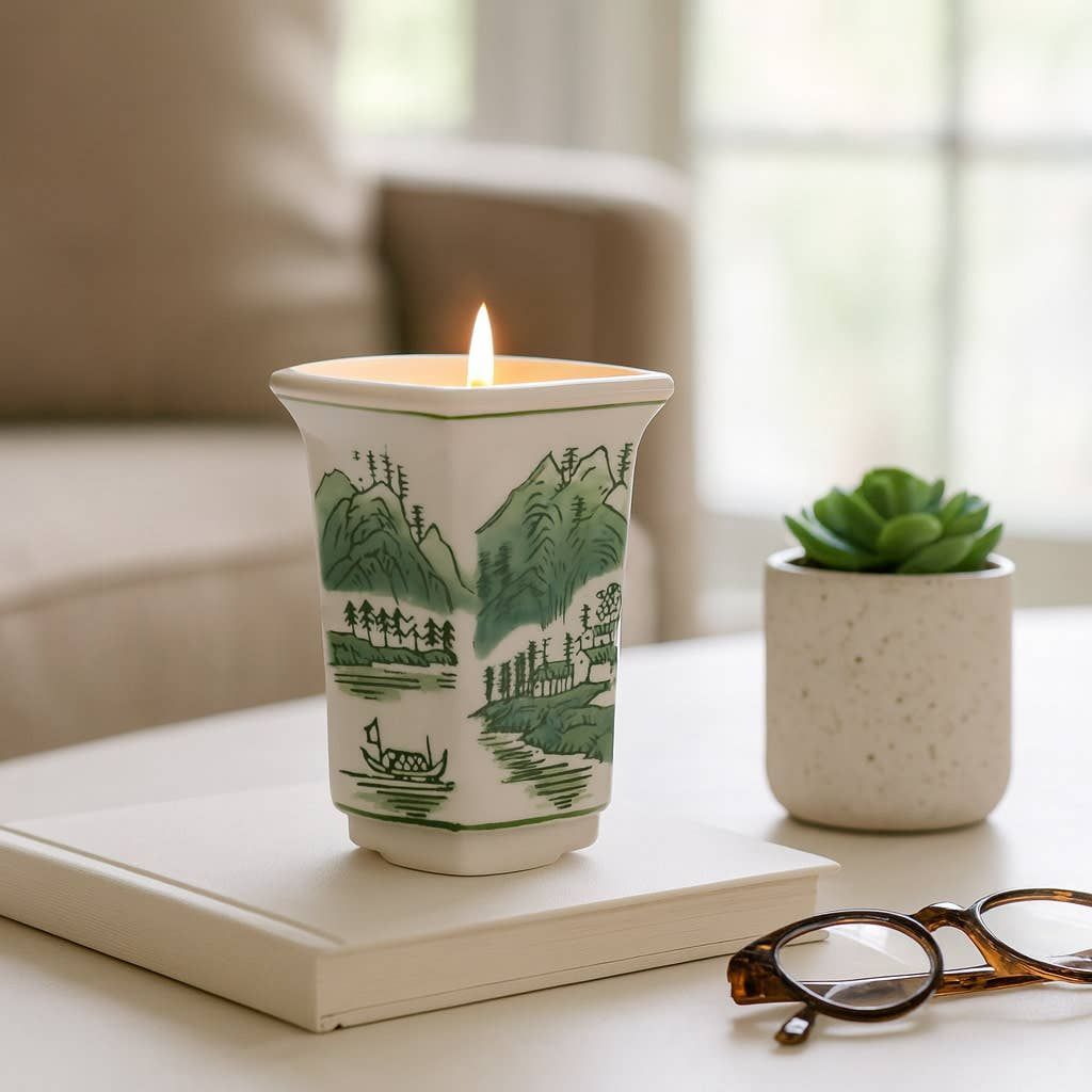 Scented Candle - Sage &amp; Eucalyptus Soy Wax Green Ceramic,6Oz