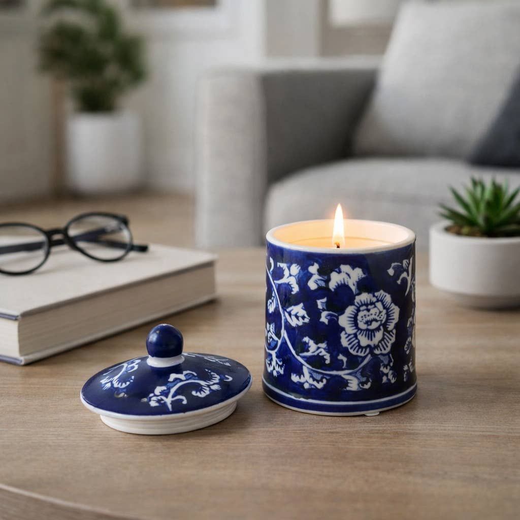 Beverly Beach 8 Oz Chinoiserie Scented Candle with Lid