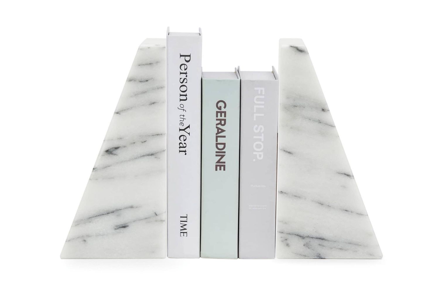 Fox Run Marble Triangle Bookends, White, 4" x 3" x 6"