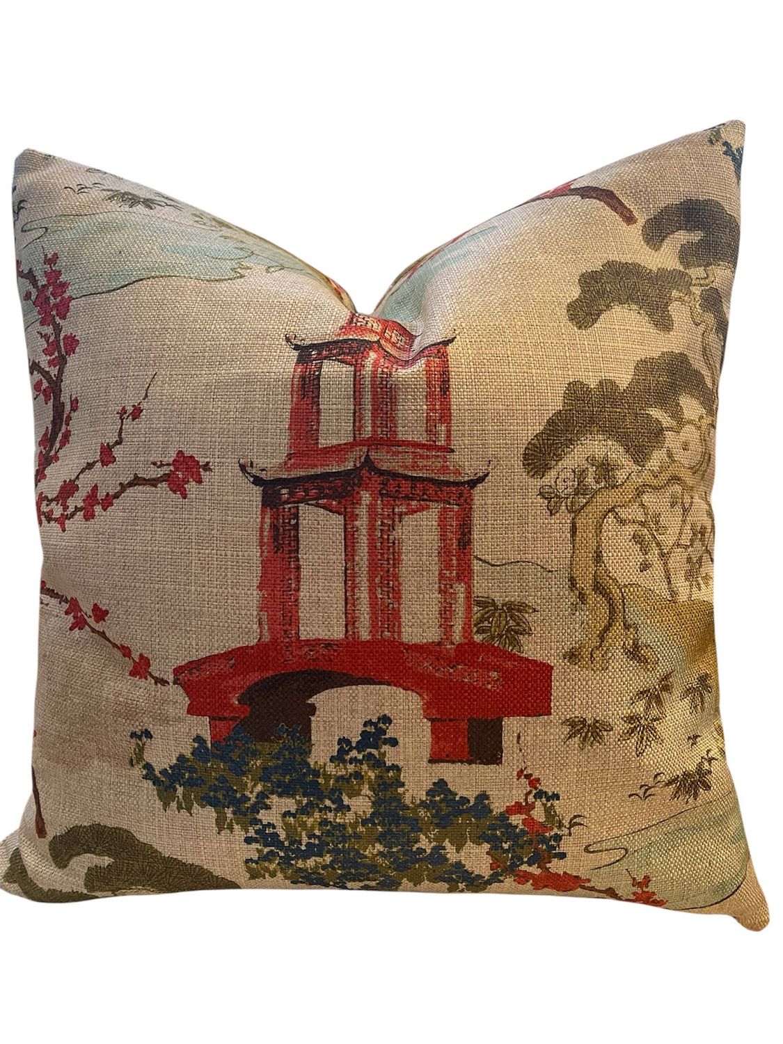 Cornelia Chinoiserie Pillow with Feather Insert