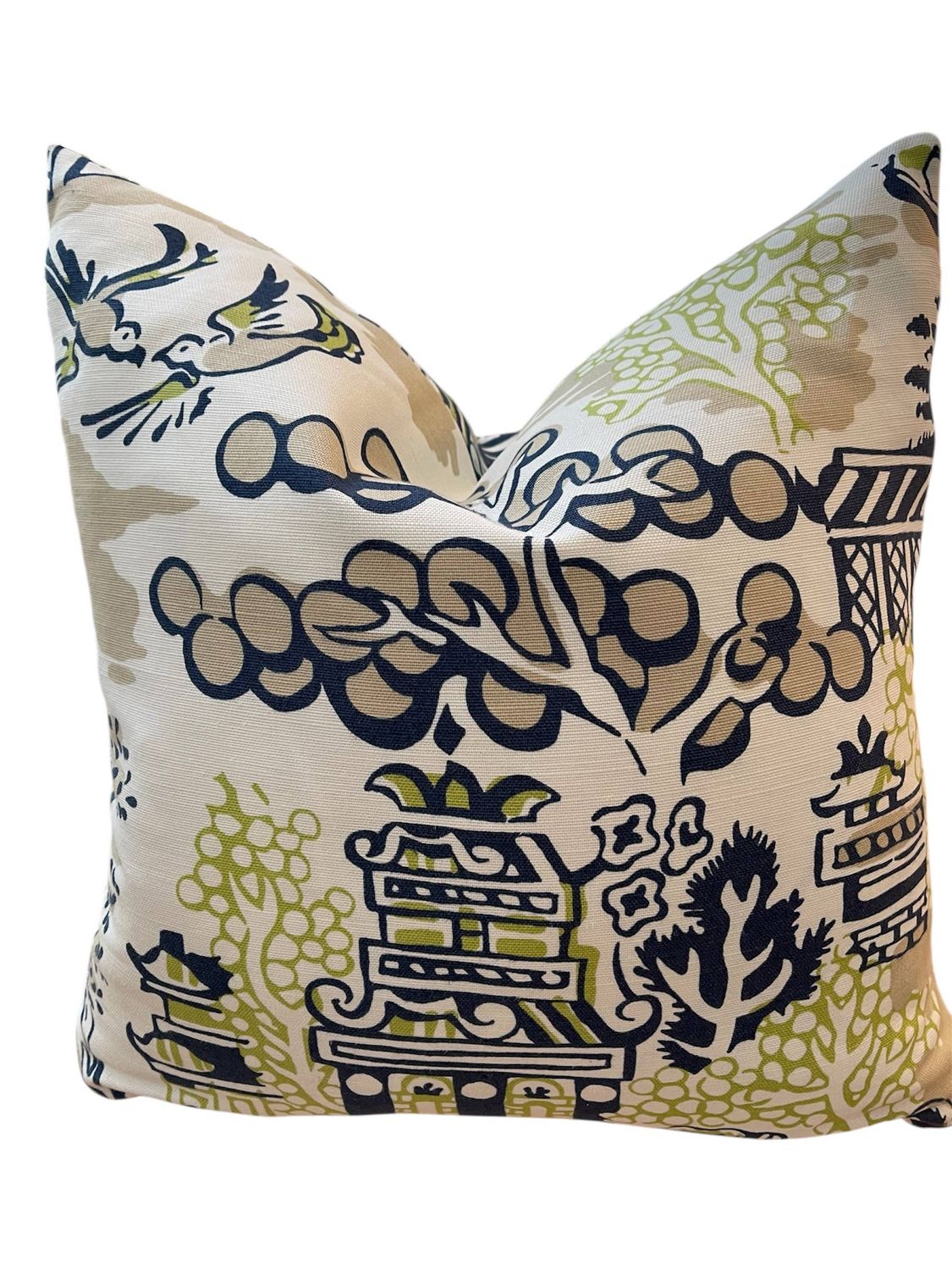 Lillian Chinoiserie Throw Pillow with Feather Insert