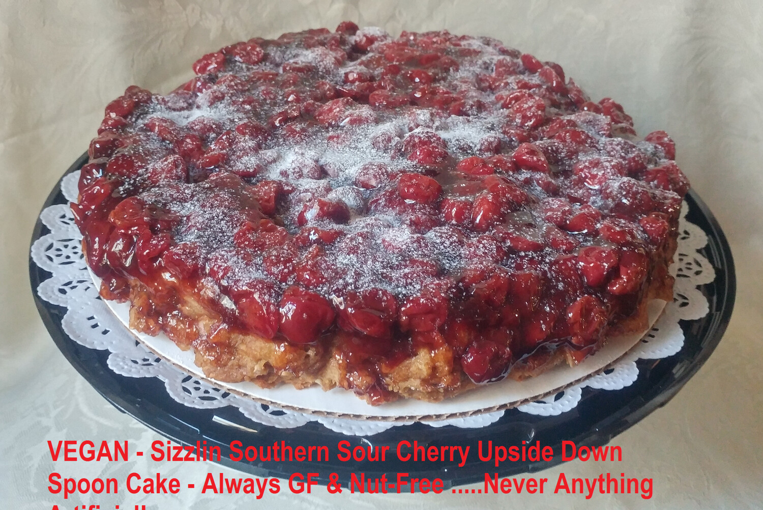 Sizzlin Southern Sour Cherry Upside Down Cake (VEGAN)