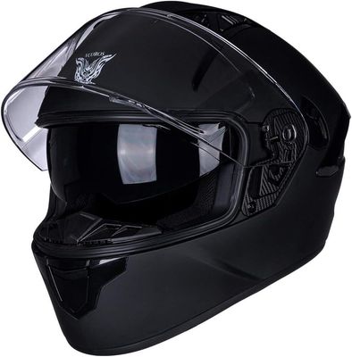 VCOROS X9 Casco de motocicleta de cara completa con visera interior y Bluetooth Space CERT DOT