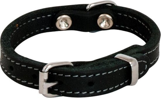 J&amp;V Vetlederen halsband zwart 30mmx65cm