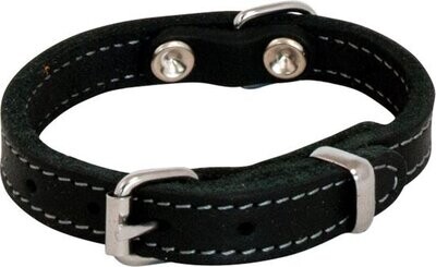 J&amp;V Vetlederen halsband zwart 12mmx30cm