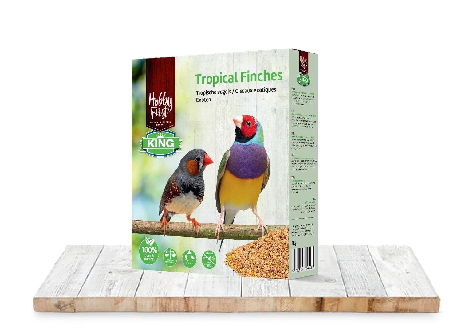 King in a box tropische vogels