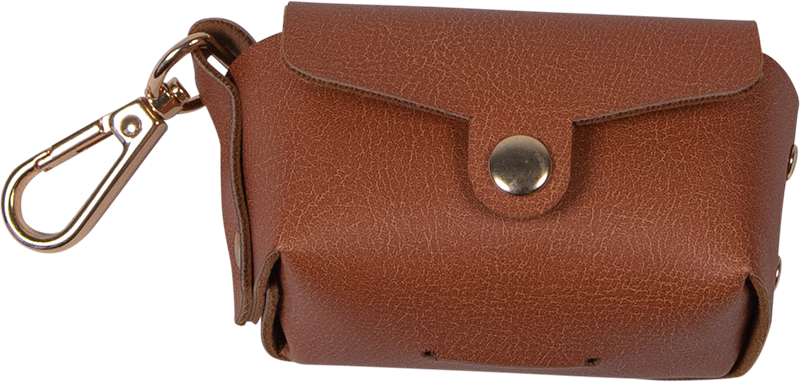 Poepzakhouder van kunstleer cognac 10x6cm