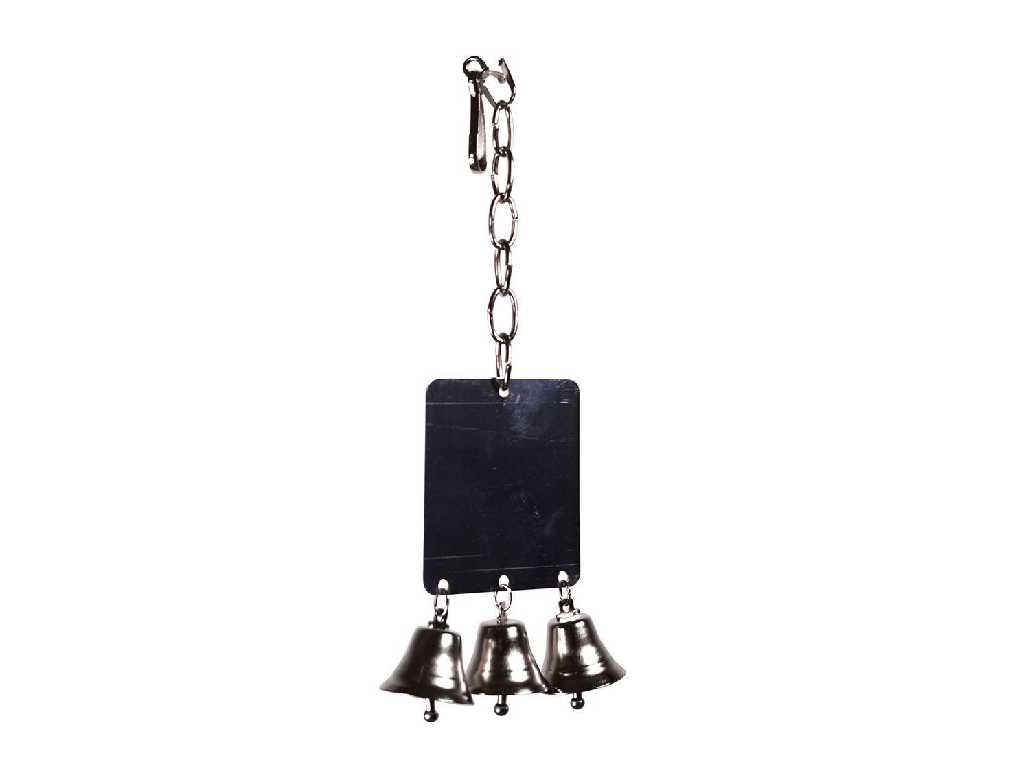 Spiegel metaal rechthoekig met 3 bellen - 8x7cm