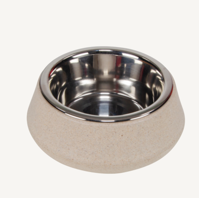 AB Voer-en drinkbak bamboe kom met inox - 17cm