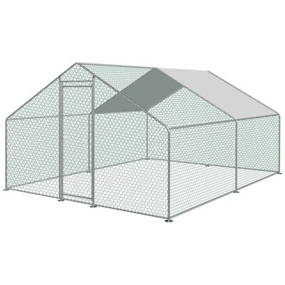Kippenren / voliére 4 x 3 x 2 m puntdak  incl draad en zeil